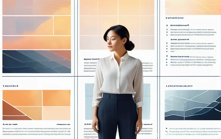 효과적인 포트폴리오 경력 디자인 요소 - **Prompt:** A dynamic, overhead shot of a young professional, dressed in smart casual business attir...