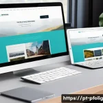 포트폴리오 경력 디자인에 대한 개인적 통찰 - A modern, clean digital portfolio website interface displayed on a laptop and smartphone screen, sho...