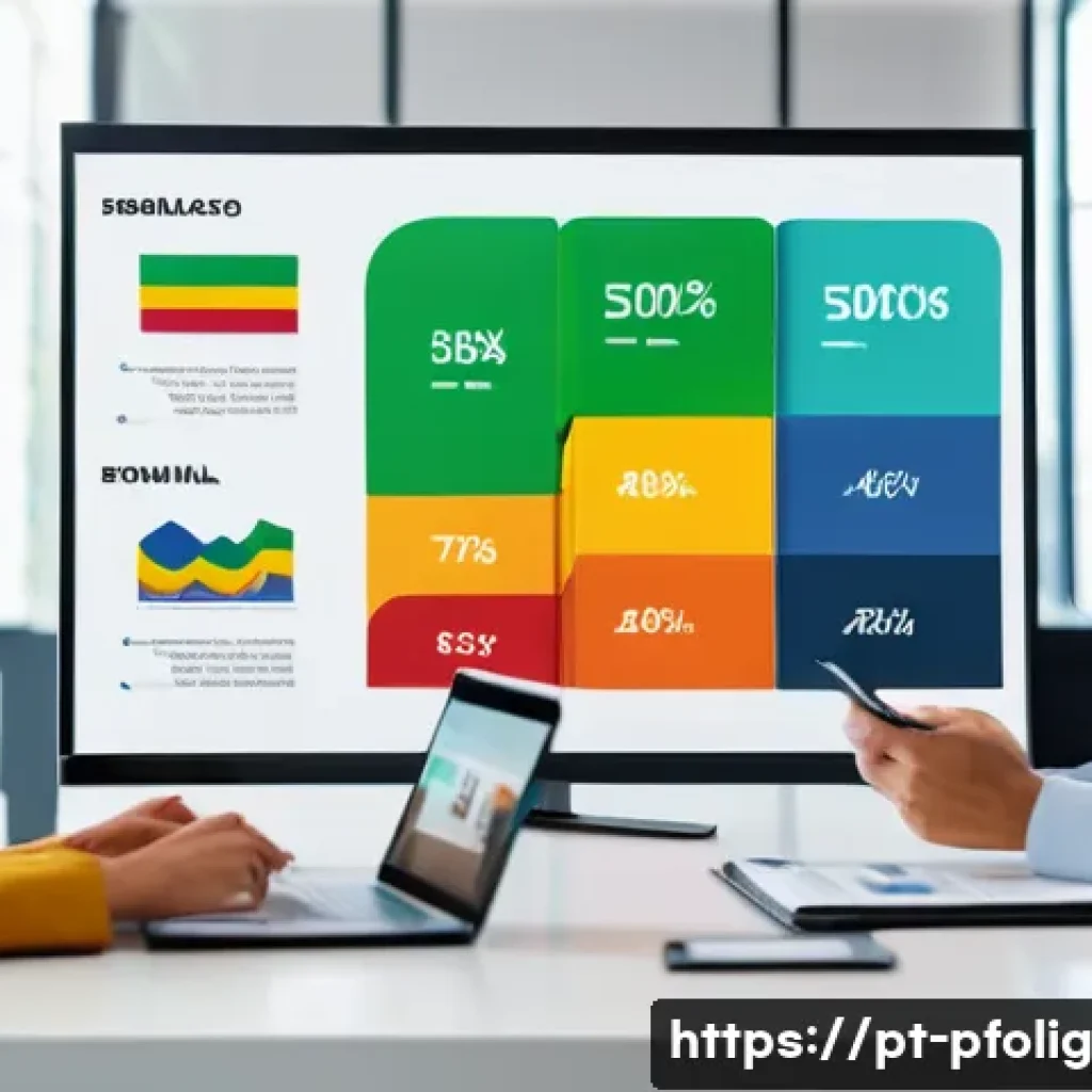 영업 직무에 맞춘 포트폴리오 경력 디자인 접근법 - A professional Brazilian sales portfolio presentation scene, featuring a modern office environment w...