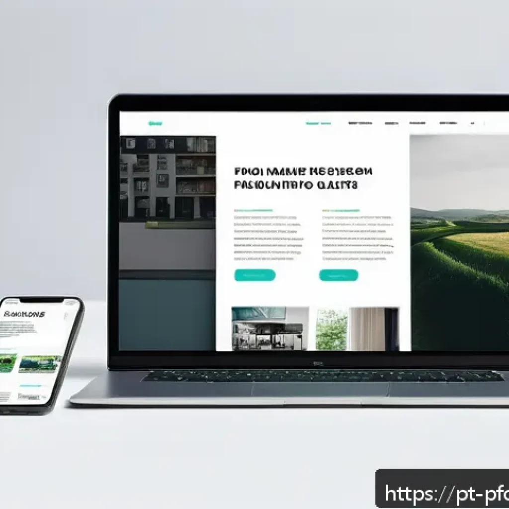 포트폴리오 경력 디자인의 필수 요소 정리 - A sleek, modern digital portfolio website layout displayed on a high-resolution laptop screen, featu...